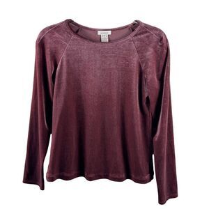 Sundance Velvet Grace Pullover Blouse Raglan Sleeves Fig Red Size XS *FLAWED*